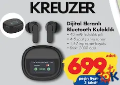 KREUZER DİJİTAL EKRANLI BLUETOOTH KULAKLIK fiyat ve kampanya bilgisi